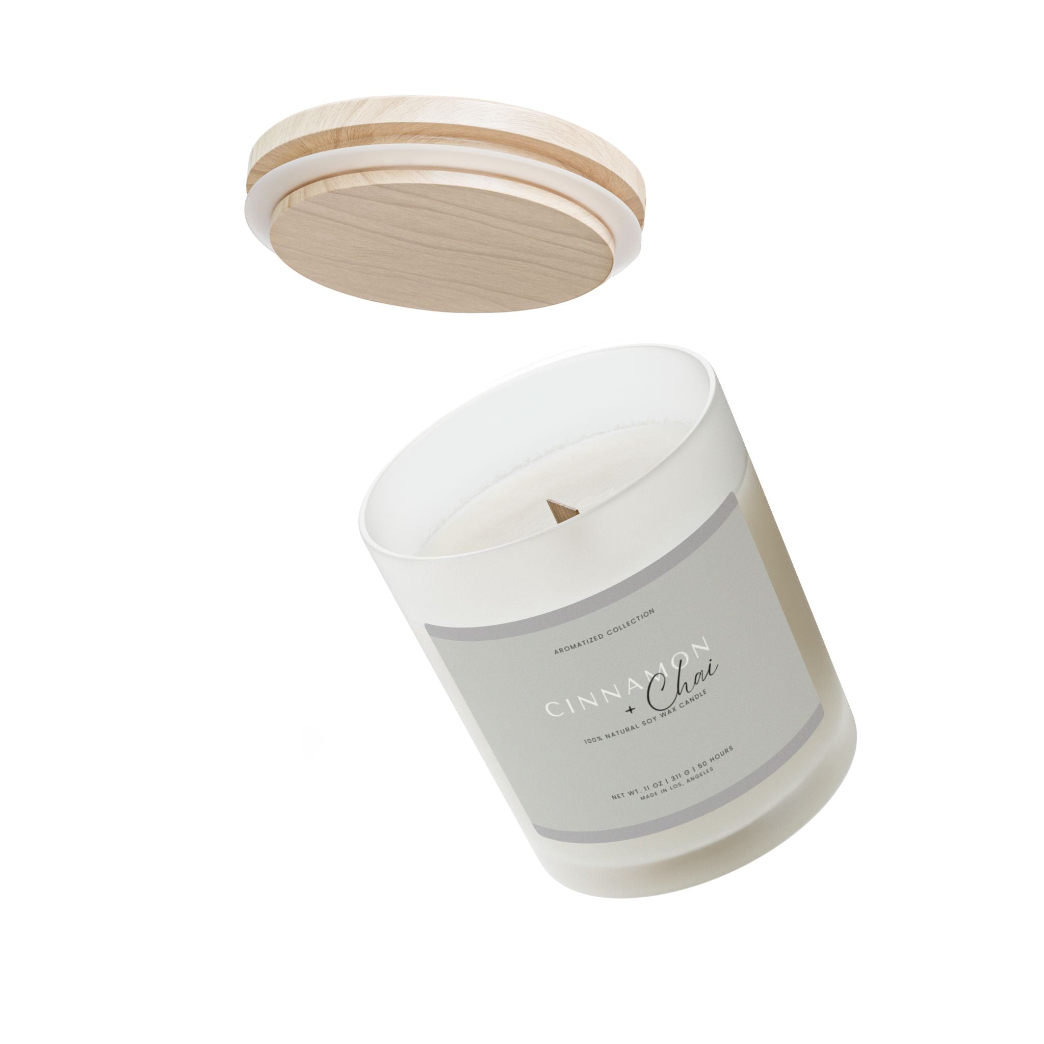 Cinnamon & Chai Soy Wax Candle, Frosted Glass Candle, Aromatherapy,