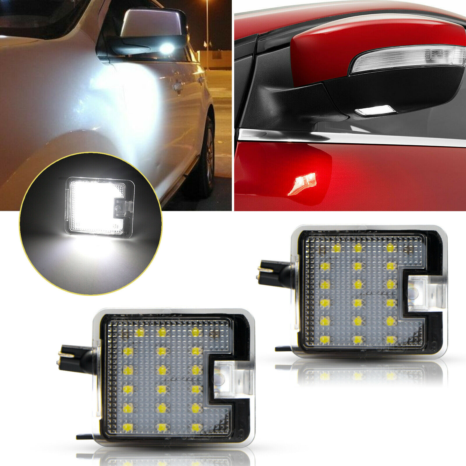 Set 2x led puddle light Ford Focus Kuga Escape lumini oglinda LEDUL.ro