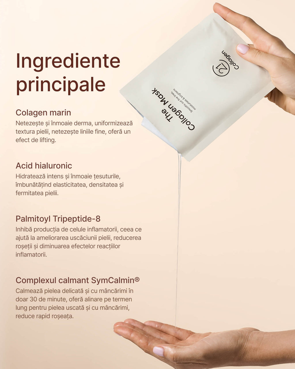 Mască de față hidratantă cu colagen 21collagen.RO