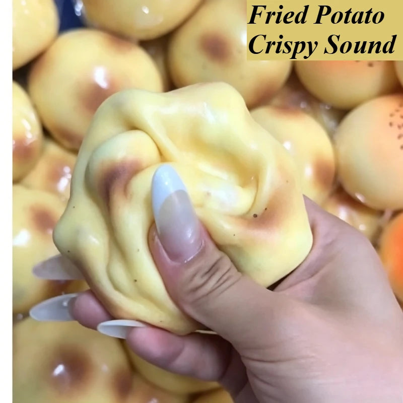 Fried Potato Shaped Squishy Toy Crispy Sound Stress-Relief Toy Slow Rising Stress Relief Squeeze Ball For  Adults Gift