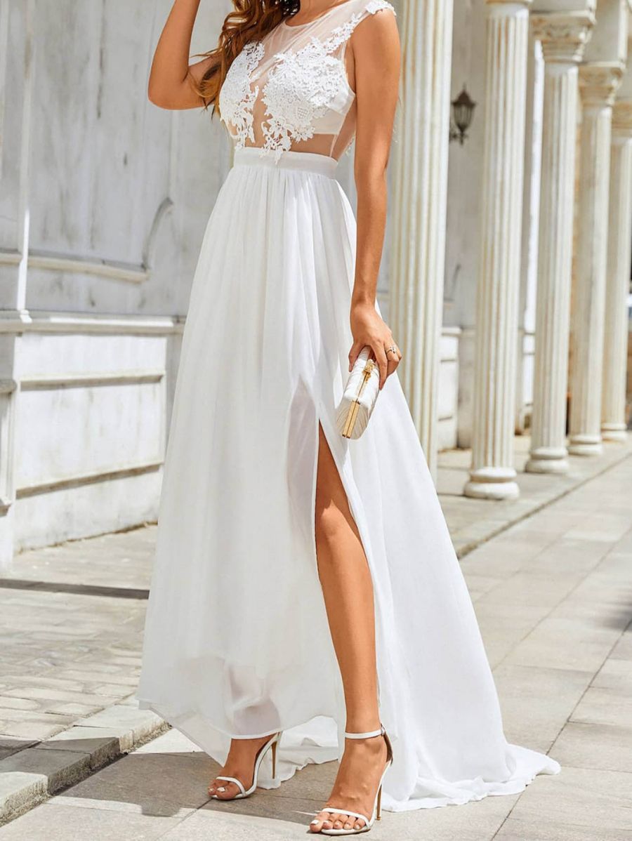 Chiffon Lace Trailing Wedding Large Swing Dress - Cart2u.ro