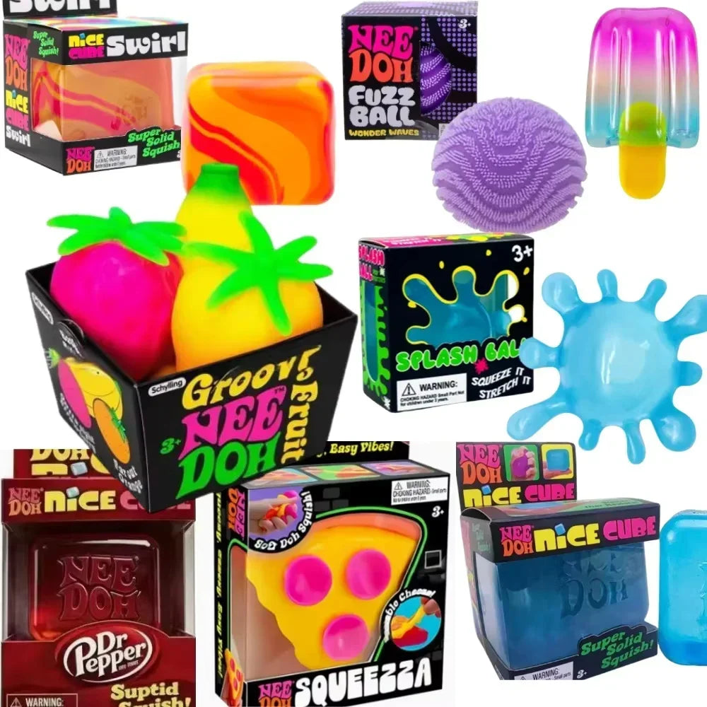 Schylling NeeDoh Squeezza Pizza Squishy Fidget Toy Soft Squeeze Anti Anxiety Focus Sensory Stress Relief Toy for ADHD Kids Teens Adults Classroom Party Favors