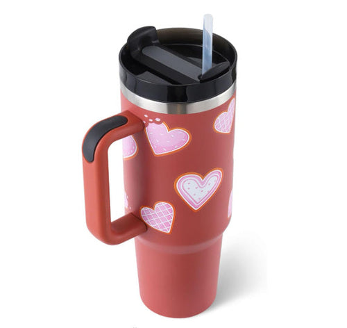 40 Oz Tumbler With Handle Straw Insulated, Stainless Steel Spill Proof - Cart2u.ro
