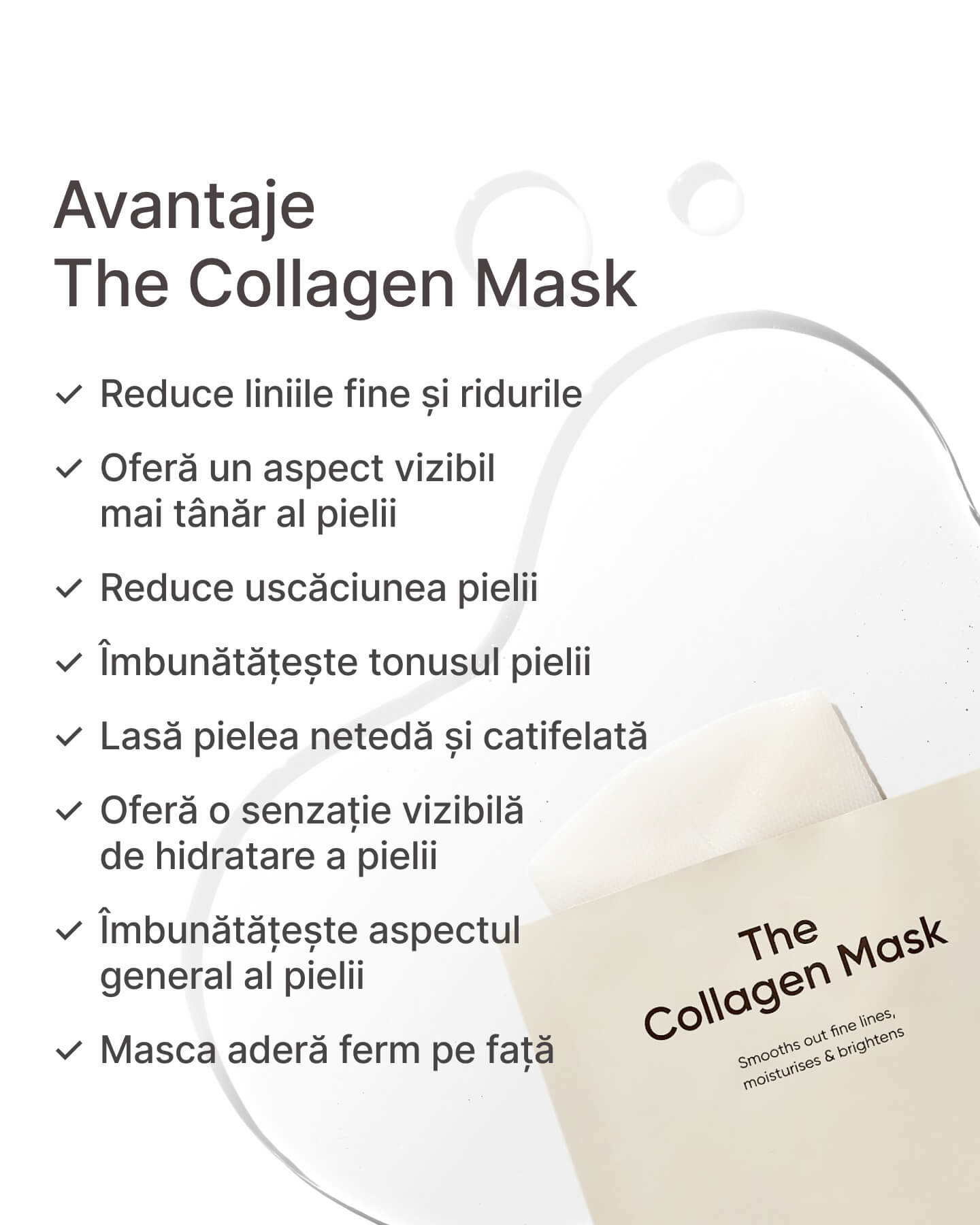 Mască de față hidratantă cu colagen 21collagen.RO