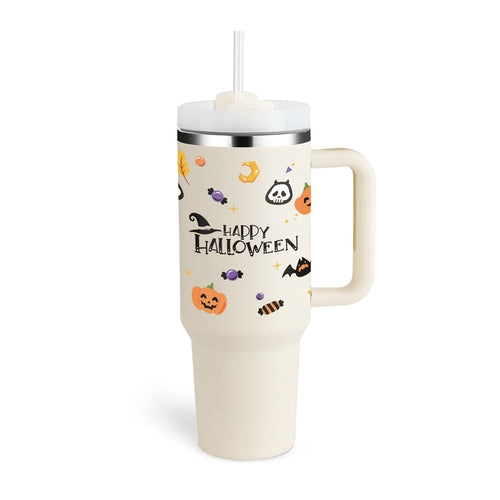 40 Oz Tumbler With Handle Straw Insulated, Stainless Steel Spill Proof - Cart2u.ro