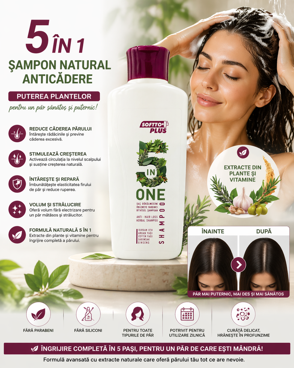 Șampon Natural 5 în 1 Anticădere CRABLAND