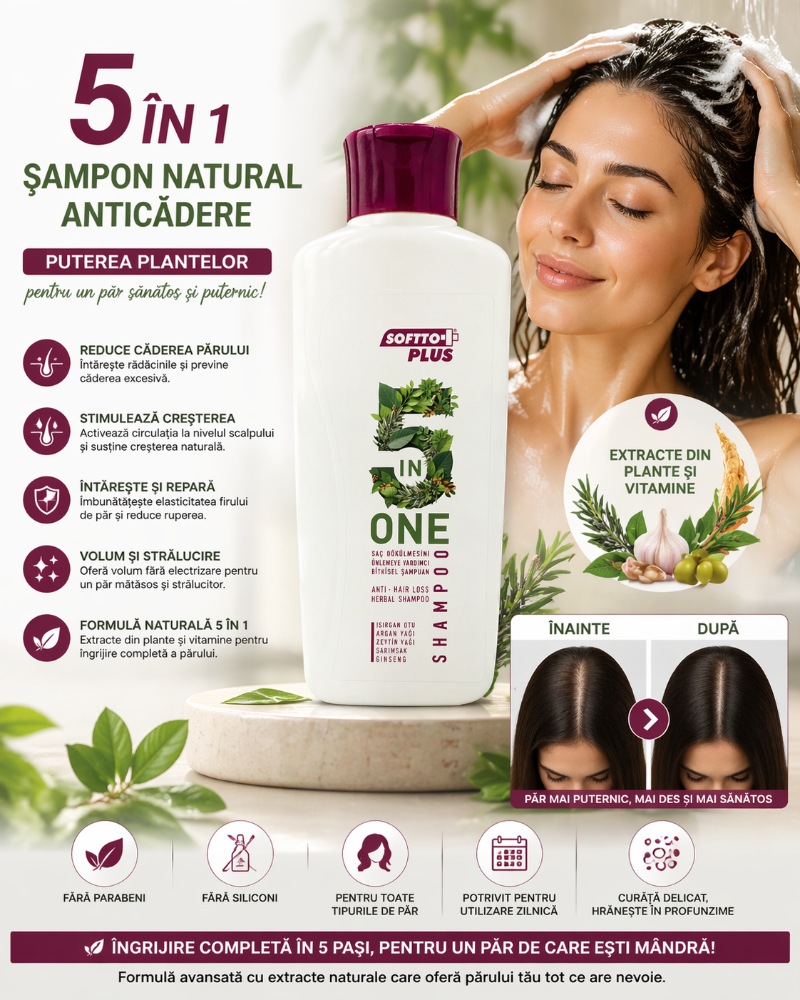 Șampon Natural 5 în 1 Anticădere CRABLAND