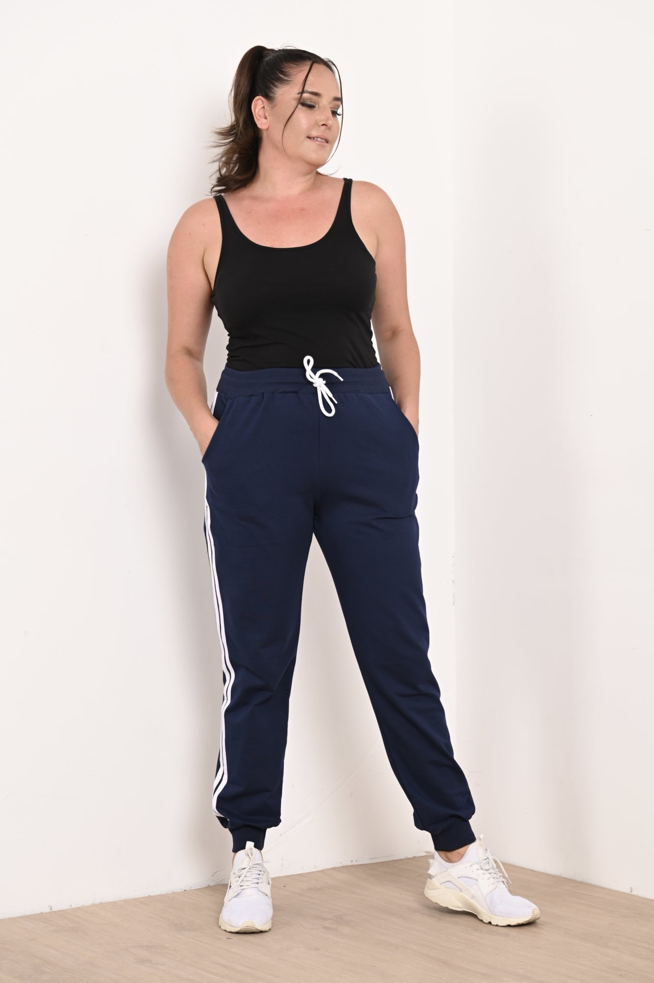 Pantalon dama marimi mari de trening 2 dungi 6008-22 BIGsize