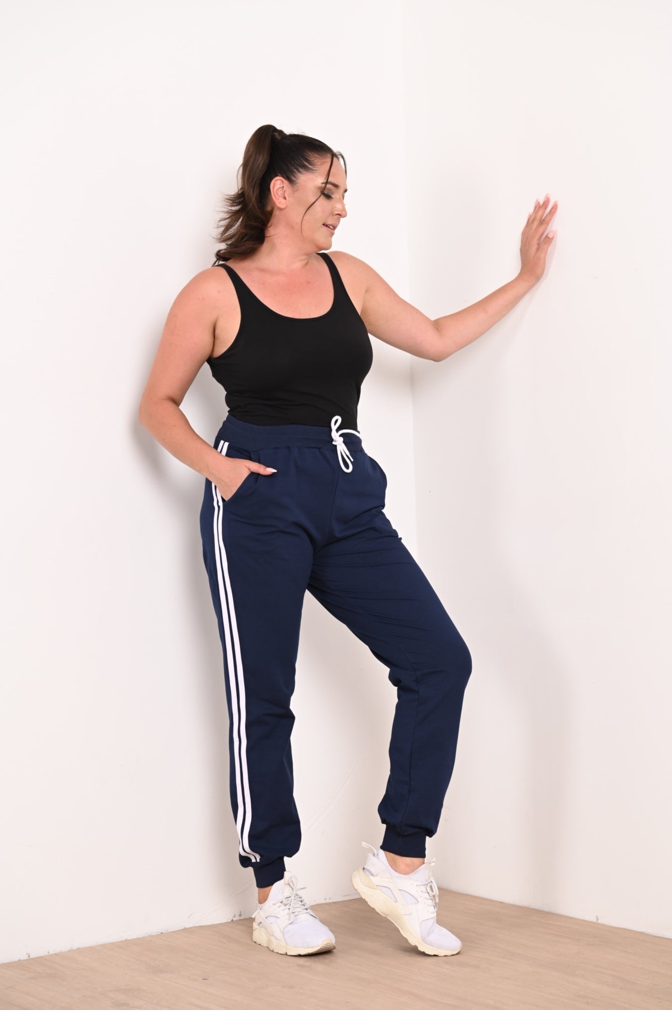 Pantalon dama marimi mari de trening 2 dungi 6008-22 BIGsize