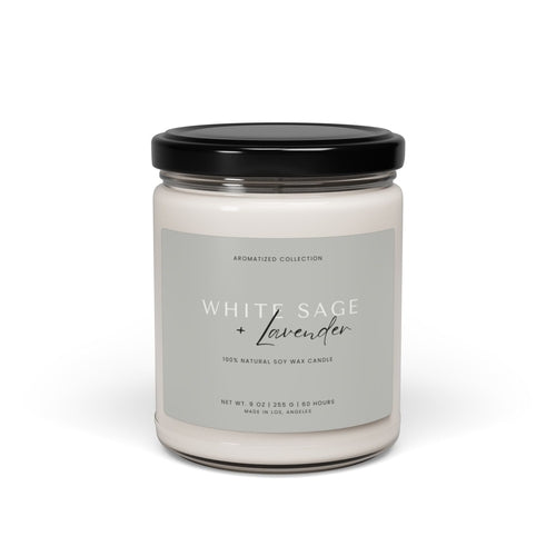 Relaxing White Sage & Lavender Soy Candle - Eco-Friendly Aromatherapy,