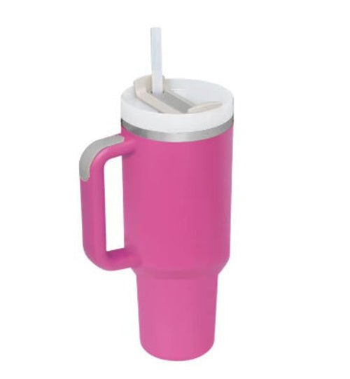 40 Oz Tumbler With Handle Straw Insulated, Stainless Steel Spill Proof - Cart2u.ro