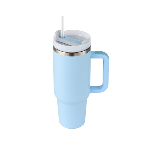 40 Oz Tumbler With Handle Straw Insulated, Stainless Steel Spill Proof - Cart2u.ro