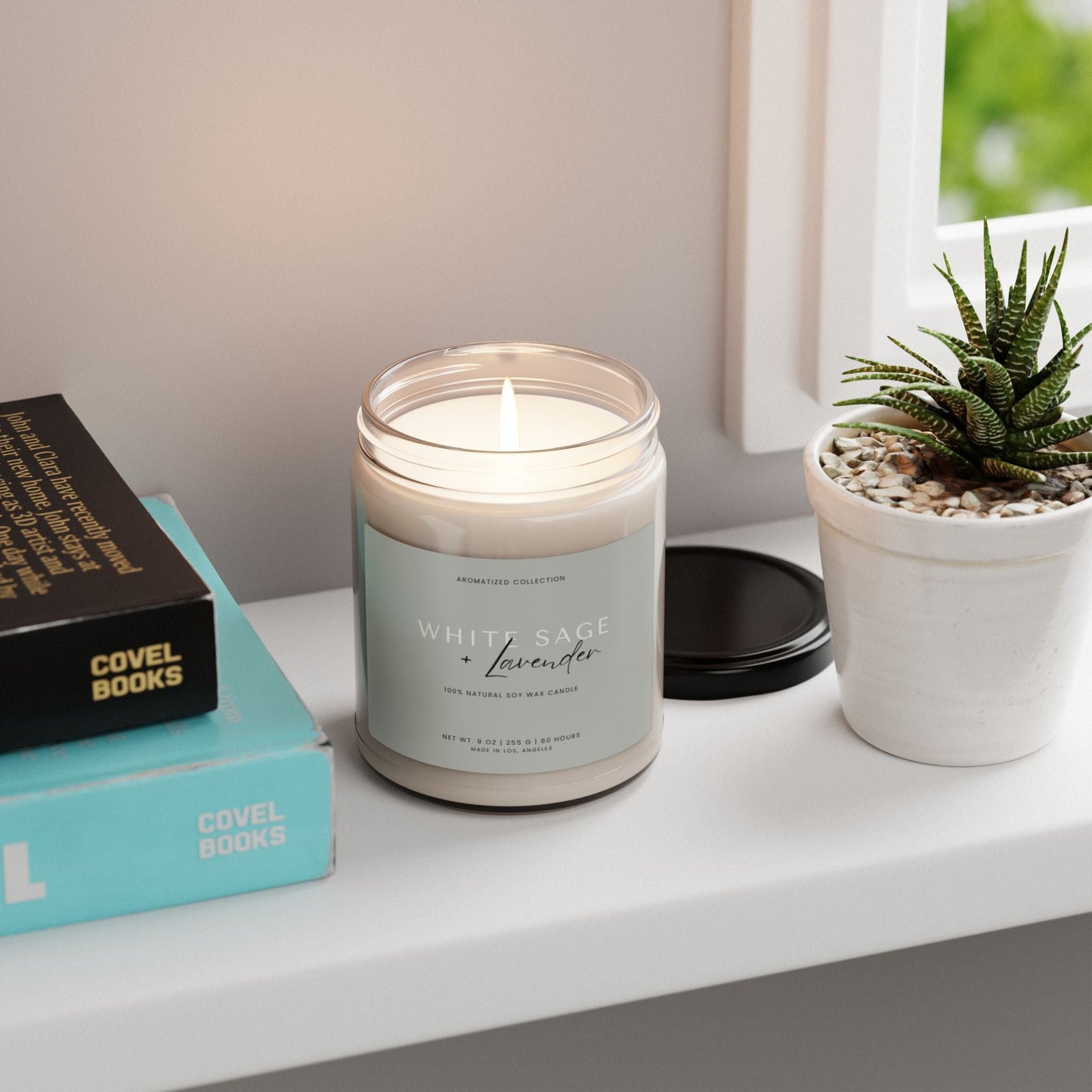 Relaxing White Sage & Lavender Soy Candle - Eco-Friendly Aromatherapy,