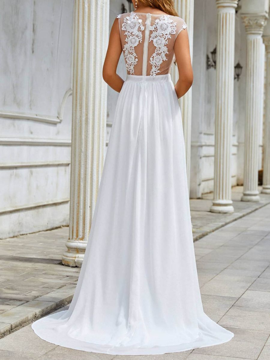 Chiffon Lace Trailing Wedding Large Swing Dress - Cart2u.ro