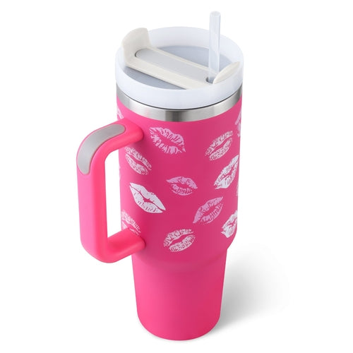 40 Oz Tumbler With Handle Straw Insulated, Stainless Steel Spill Proof - Cart2u.ro