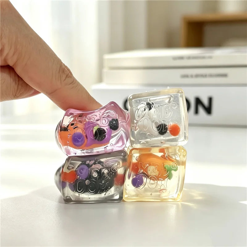 Schylling Needoh Halloween Teenie Mini Ice Cube 4Pack Fidger Sensory Toy Maltose Slow Rebound Anxiety Relief Squeeze Stress Ball
