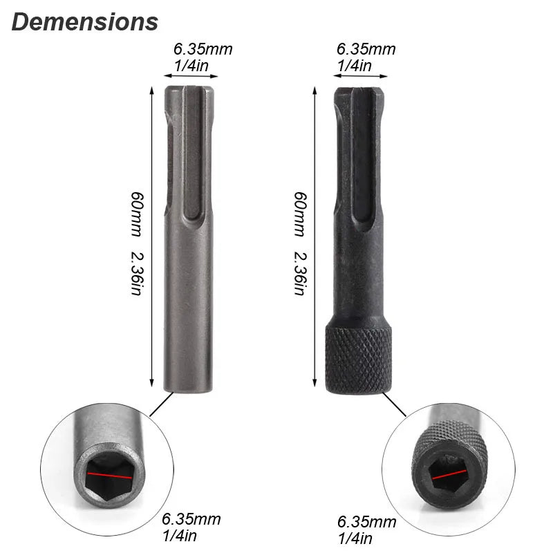 Clearance_Electric Hammer Adapter Power Drill Screwdriver Converter SDS Plus Convert to 1/4 Hex Shank Magnetic Socket Nut Impact