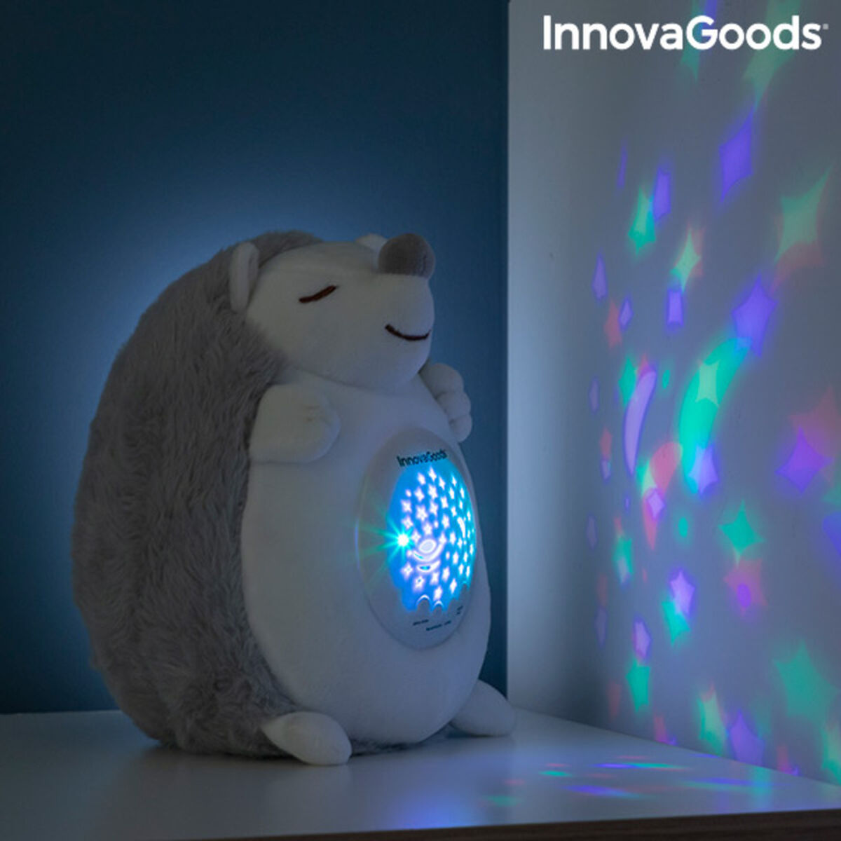 Hedgehog Soft Toy with White Noise and Nightlight Projector Spikey - Cart2u.ro