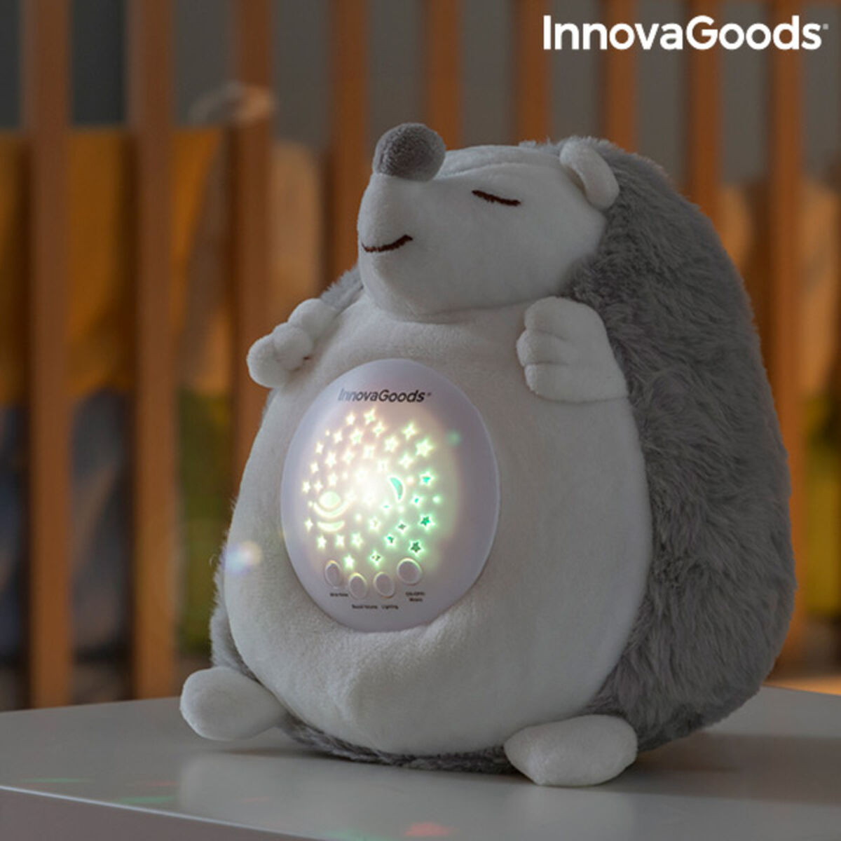 Hedgehog Soft Toy with White Noise and Nightlight Projector Spikey - Cart2u.ro