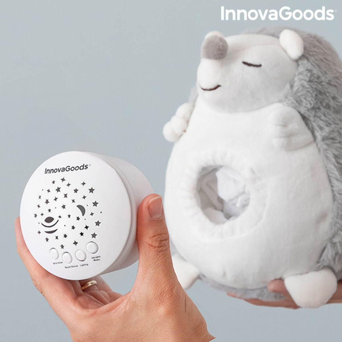 Hedgehog Soft Toy with White Noise and Nightlight Projector Spikey - Cart2u.ro