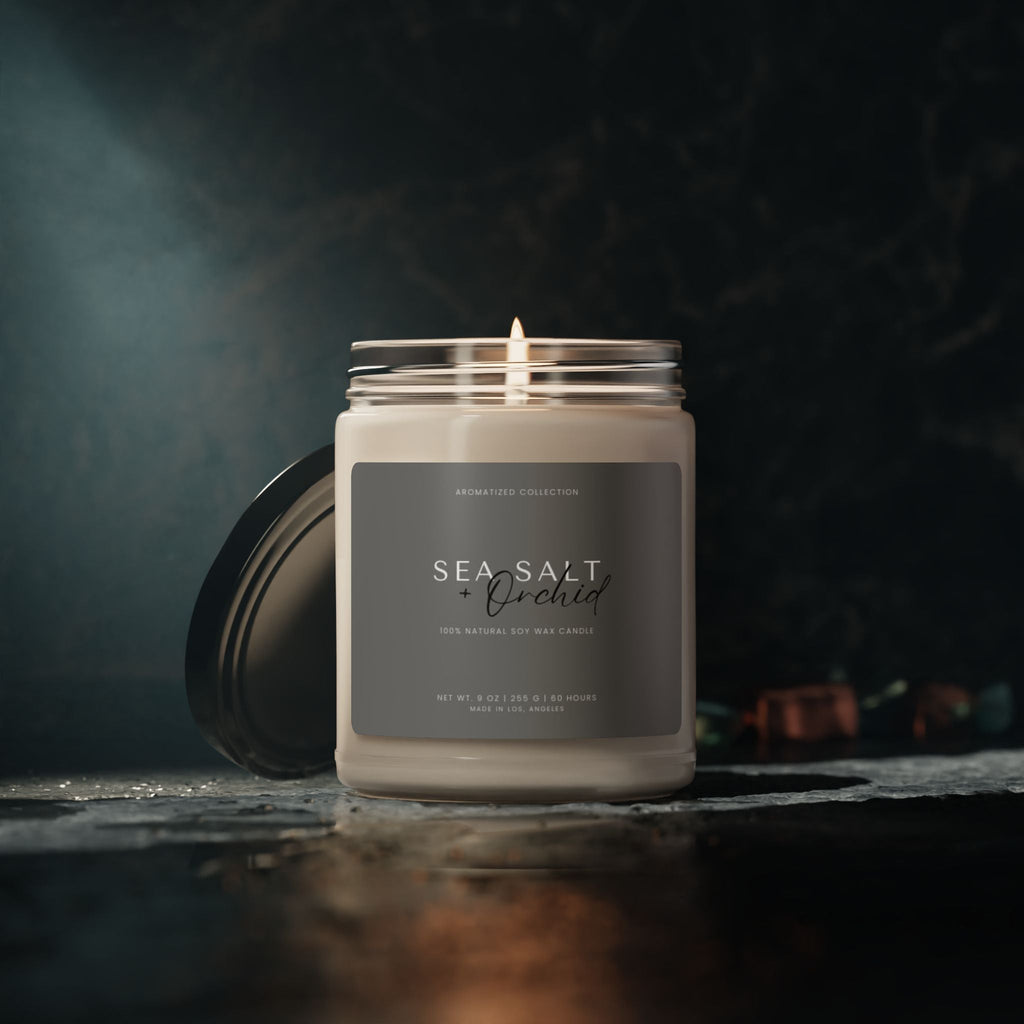 Orchid Sea Salt Scented Candle - Aromatic Relaxation, Home Decor Gift,