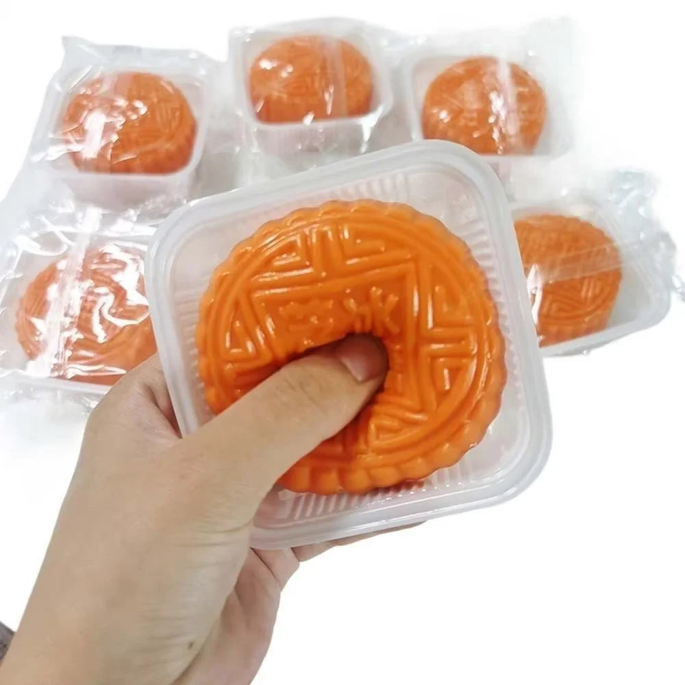 Mooncake Shape Squishy Fidget Toy, Simulation Food Squeeze Stress Relief Decompression Toy, Desktop Ornament Gift for Kids Adult