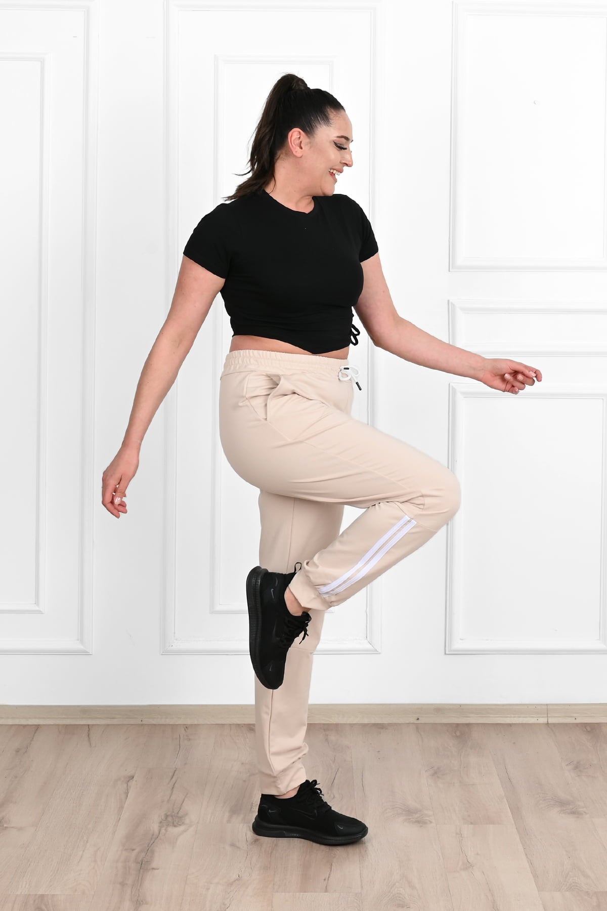 Pantalon dama marimi mari de trening cu dungi 9046 BIGsize