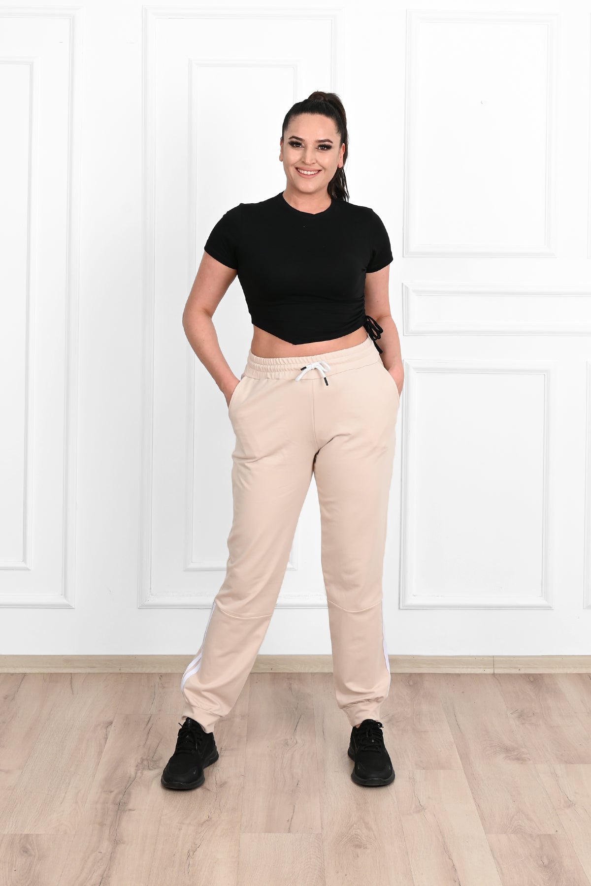 Pantalon dama marimi mari de trening cu dungi 9046 BIGsize