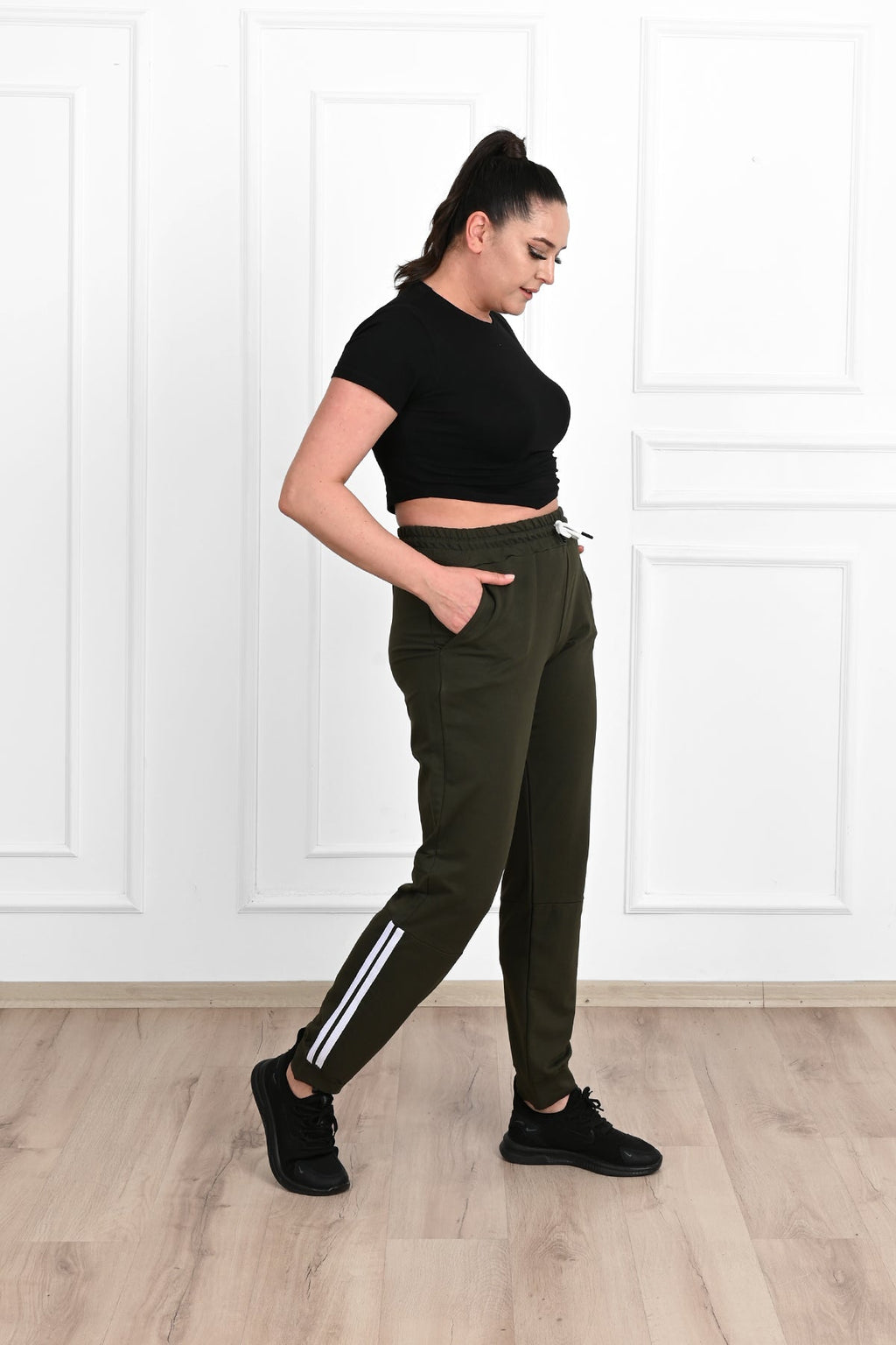 Pantalon dama marimi mari de trening cu dungi 9046 BIGsize