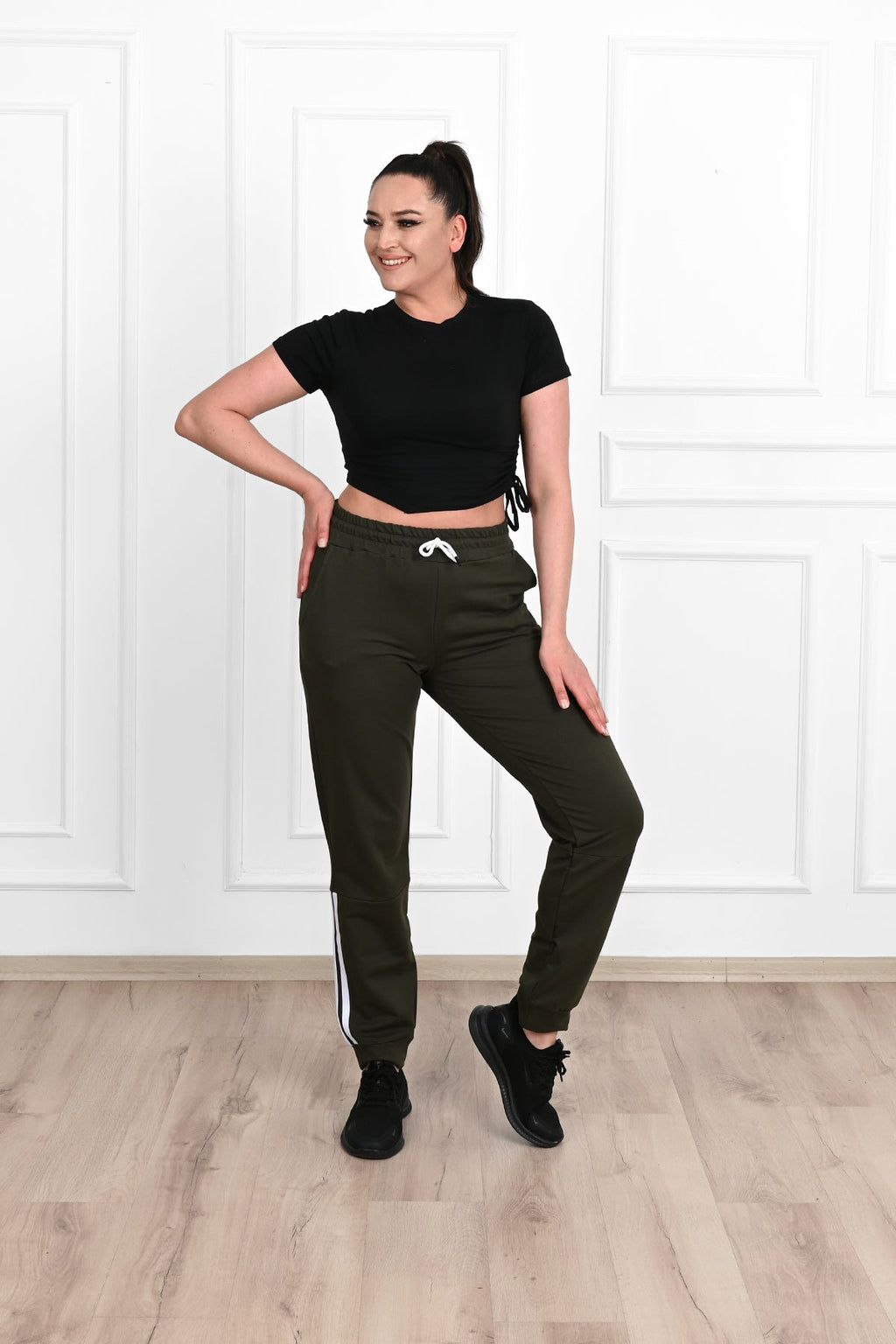 Pantalon dama marimi mari de trening cu dungi 9046 BIGsize