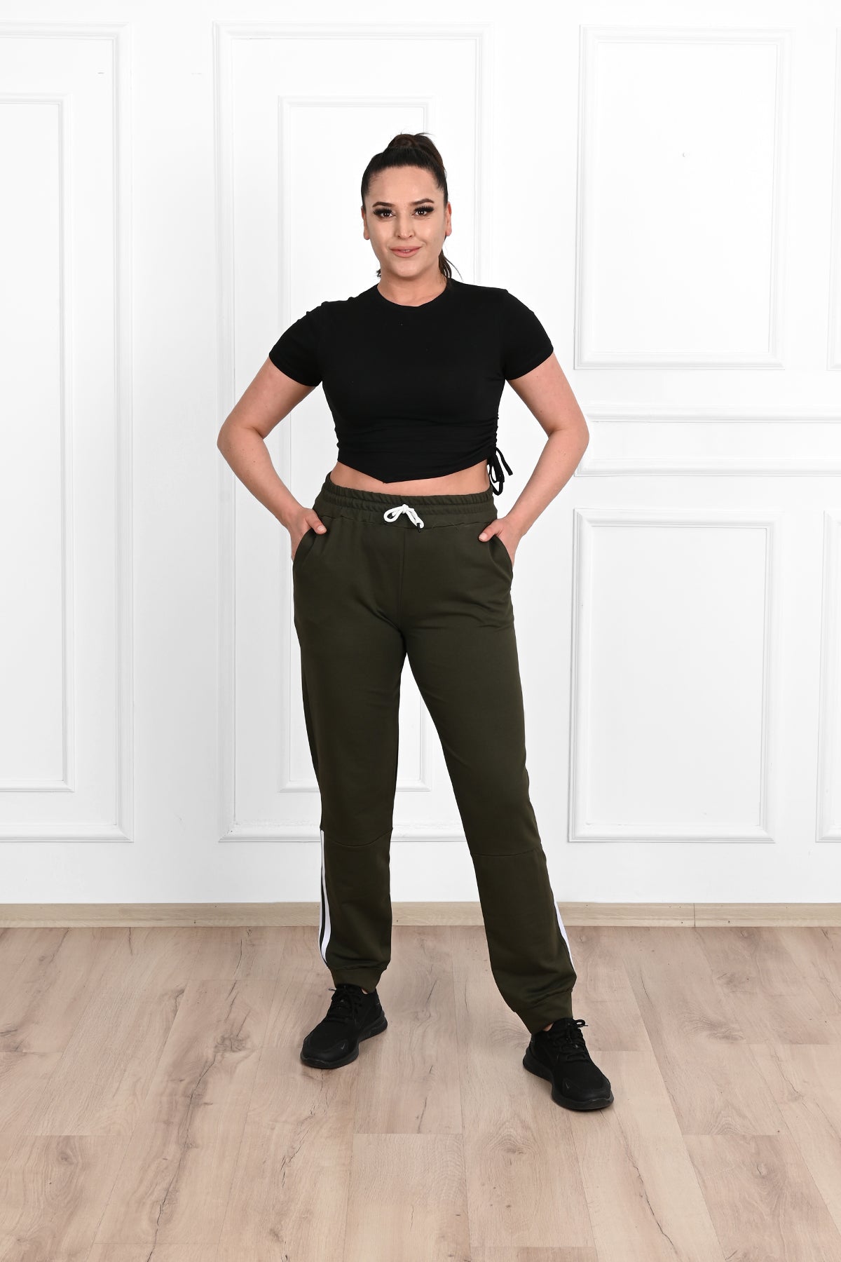 Pantalon dama marimi mari de trening cu dungi 9046 BIGsize
