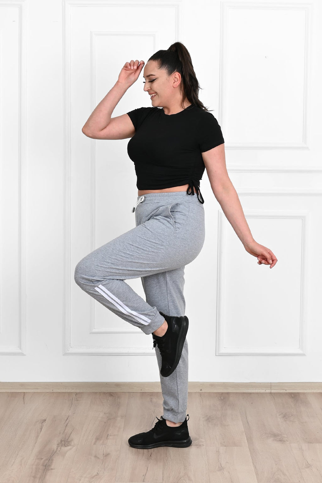 Pantalon dama marimi mari de trening cu dungi 9046 BIGsize