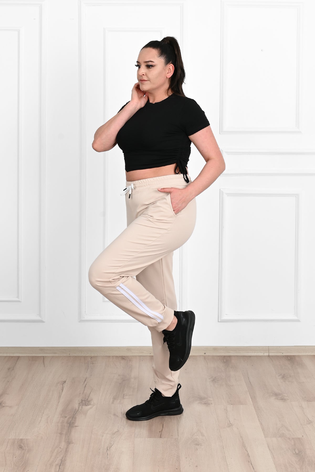 Pantalon dama marimi mari de trening cu dungi 9046 BIGsize