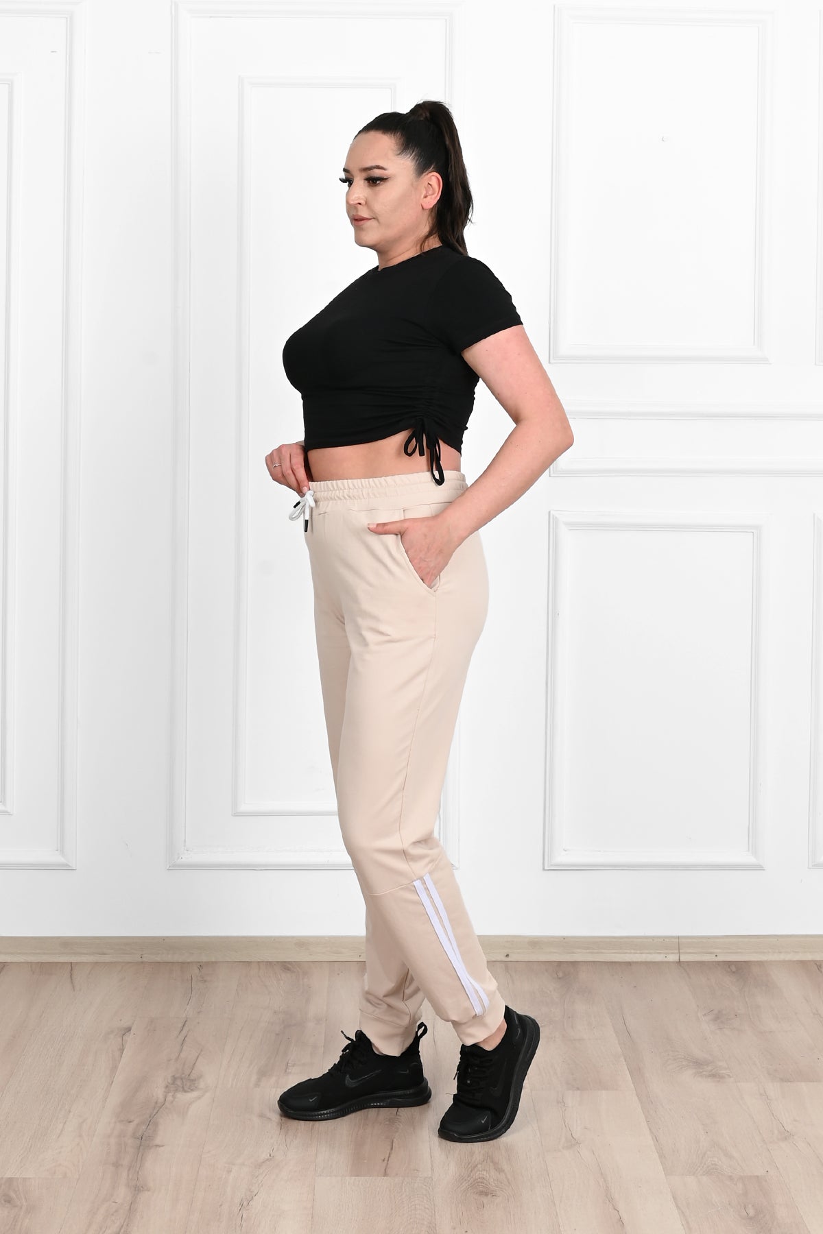 Pantalon dama marimi mari de trening cu dungi 9046 BIGsize