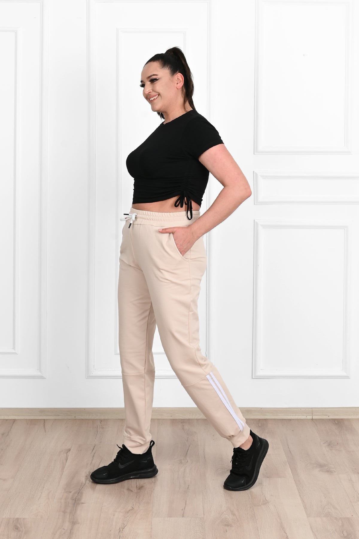 Pantalon dama marimi mari de trening cu dungi 9046 BIGsize