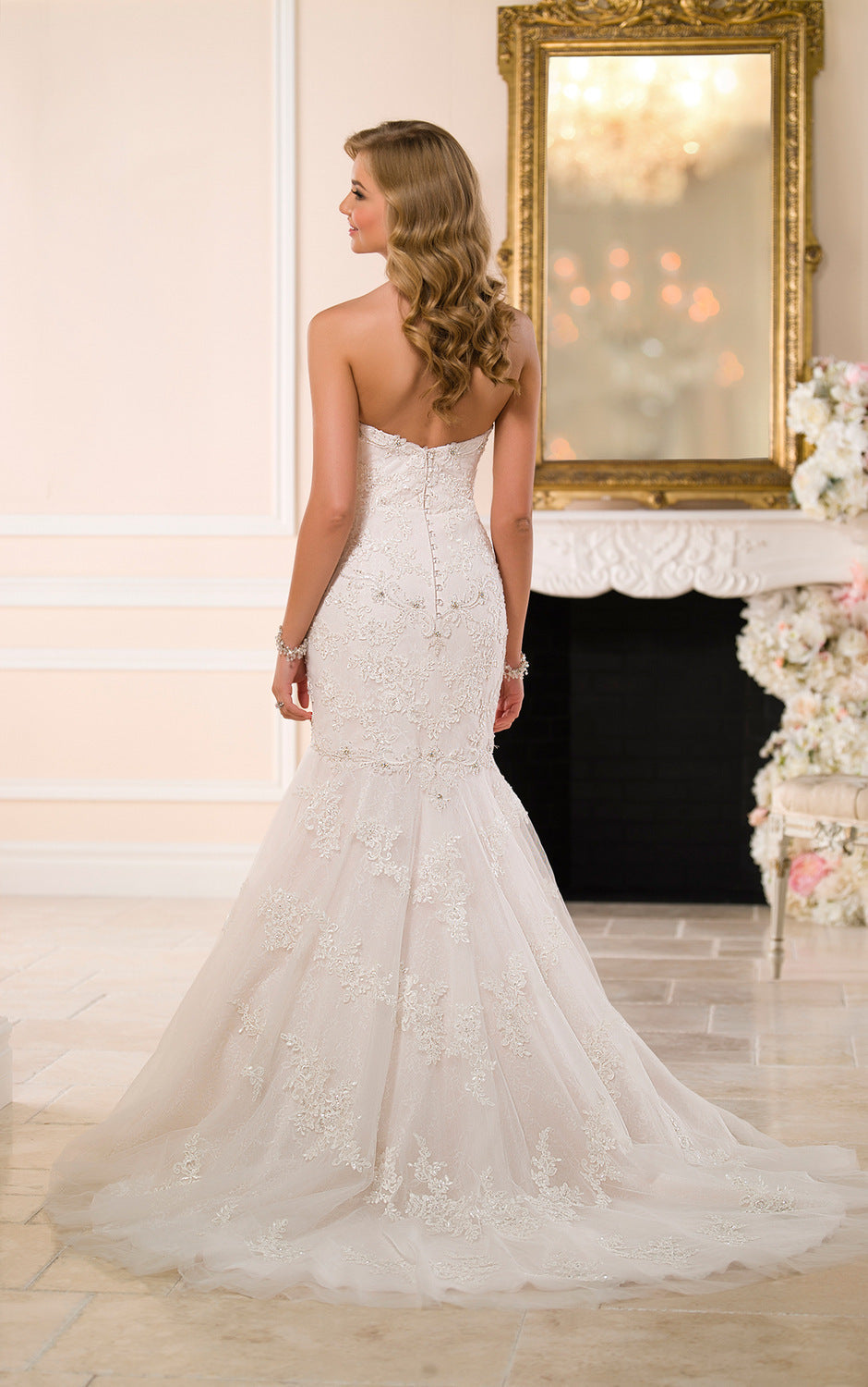 Trailing wedding dress tube top lace wedding dress - Cart2u.ro