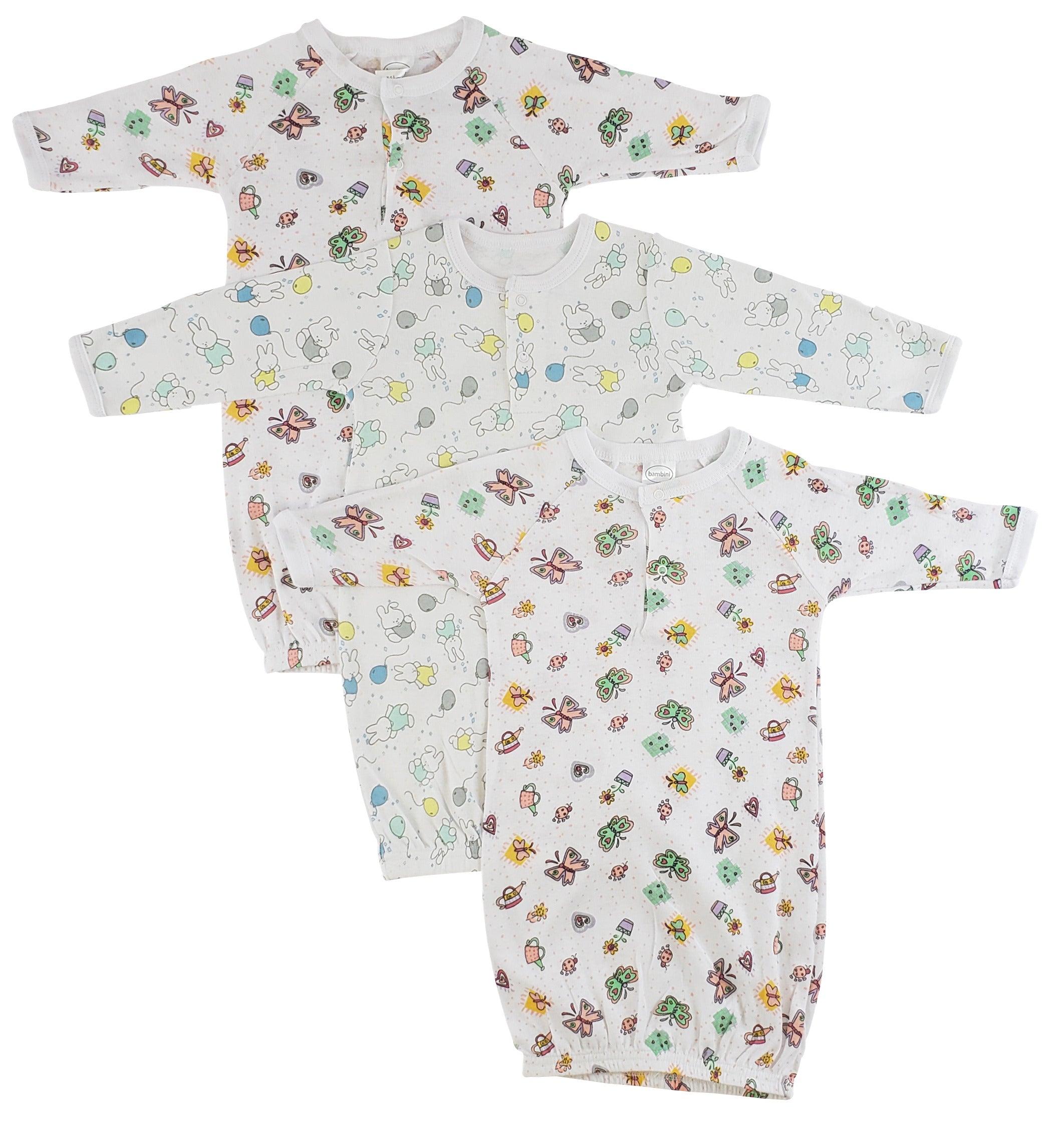 Bambini Girls Print Infant Gowns - 3 Pack - Cart2u.ro