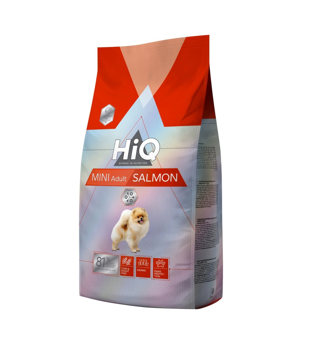 Hrana uscata pentru caini adult de talie mica pe baza de somon, HiQ Mini Adult Salmon, 7 kg endler