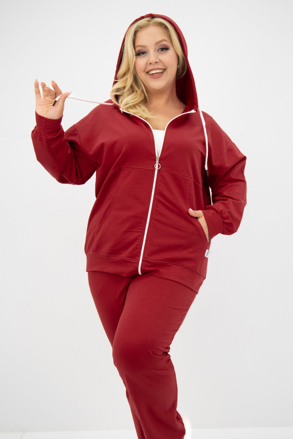 Trening dama marimi mari cu fermoar si gluga 8139 BIGsize