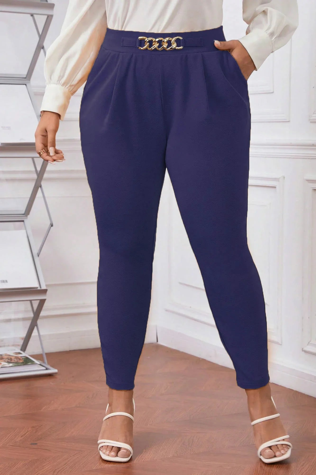 Pantaloni dama marimi mari cu lant 6237 BIGsize
