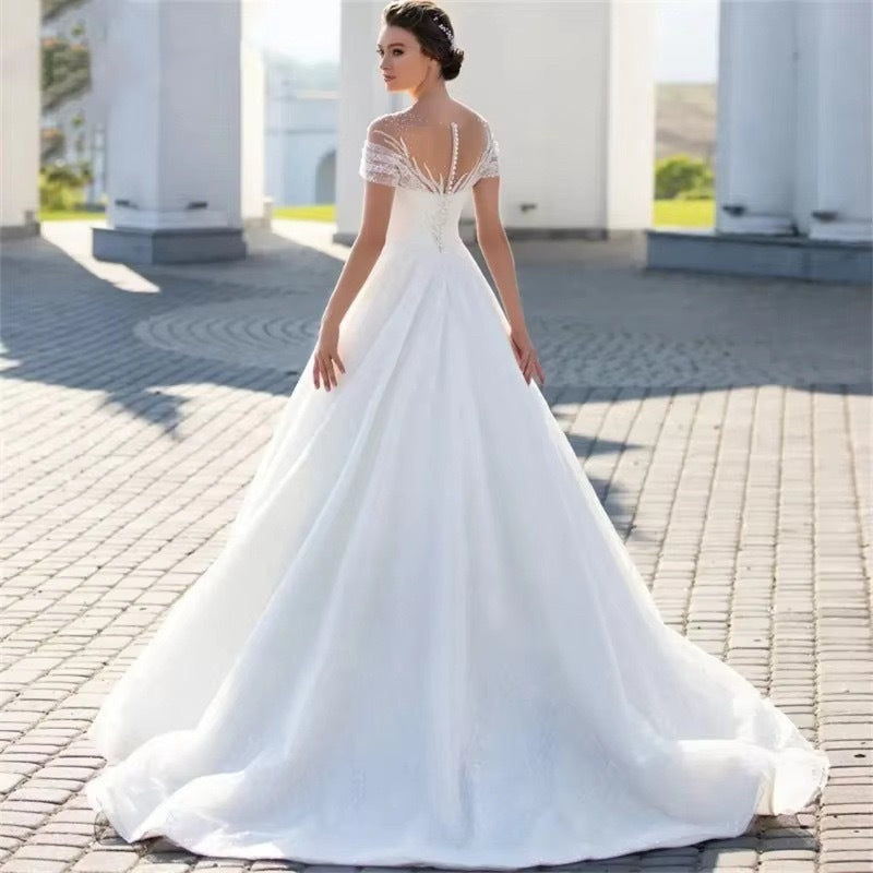 Off-shoulder Light Wedding Dress Bridal Main Yarn Lace Wedding Veil - Cart2u.ro