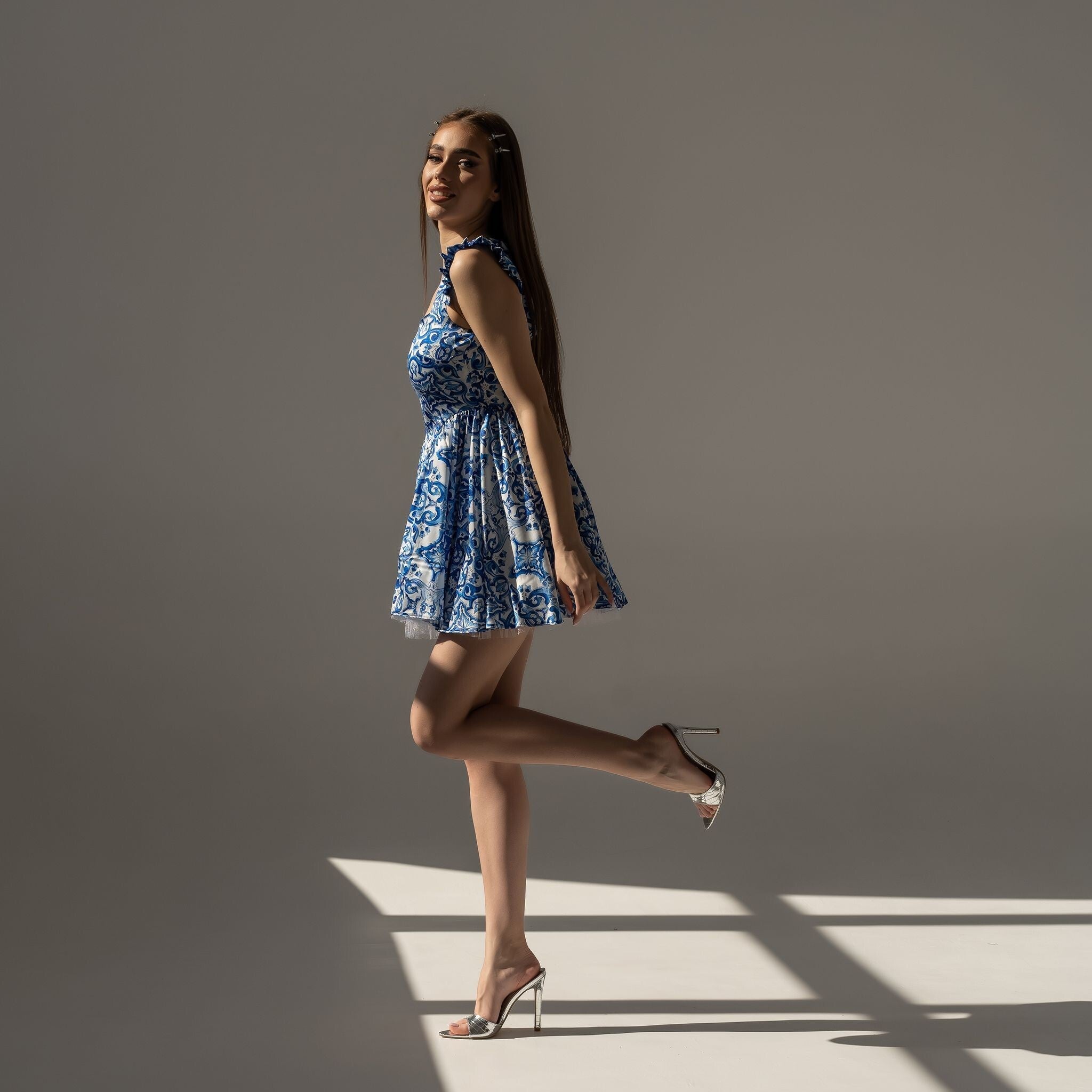Rochie mini din matase printata Lisbon Carolina D