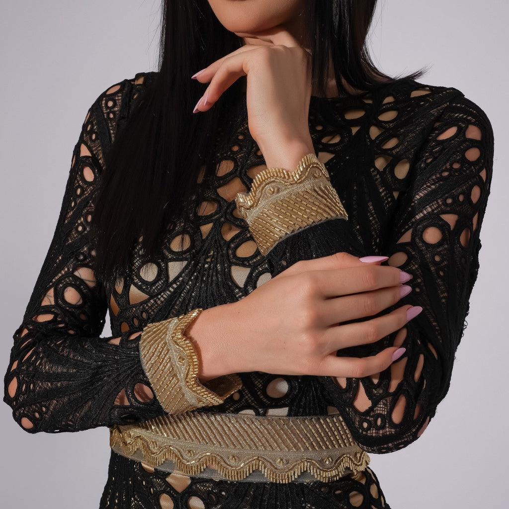 Rochie din dantela neagra tip broderie Chanttal Carolina D