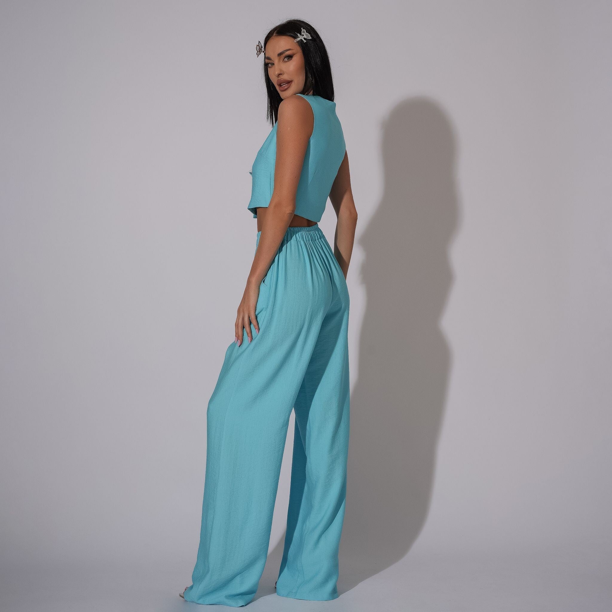 Pantaloni lungi, drepti, din in Bluey Carolina D