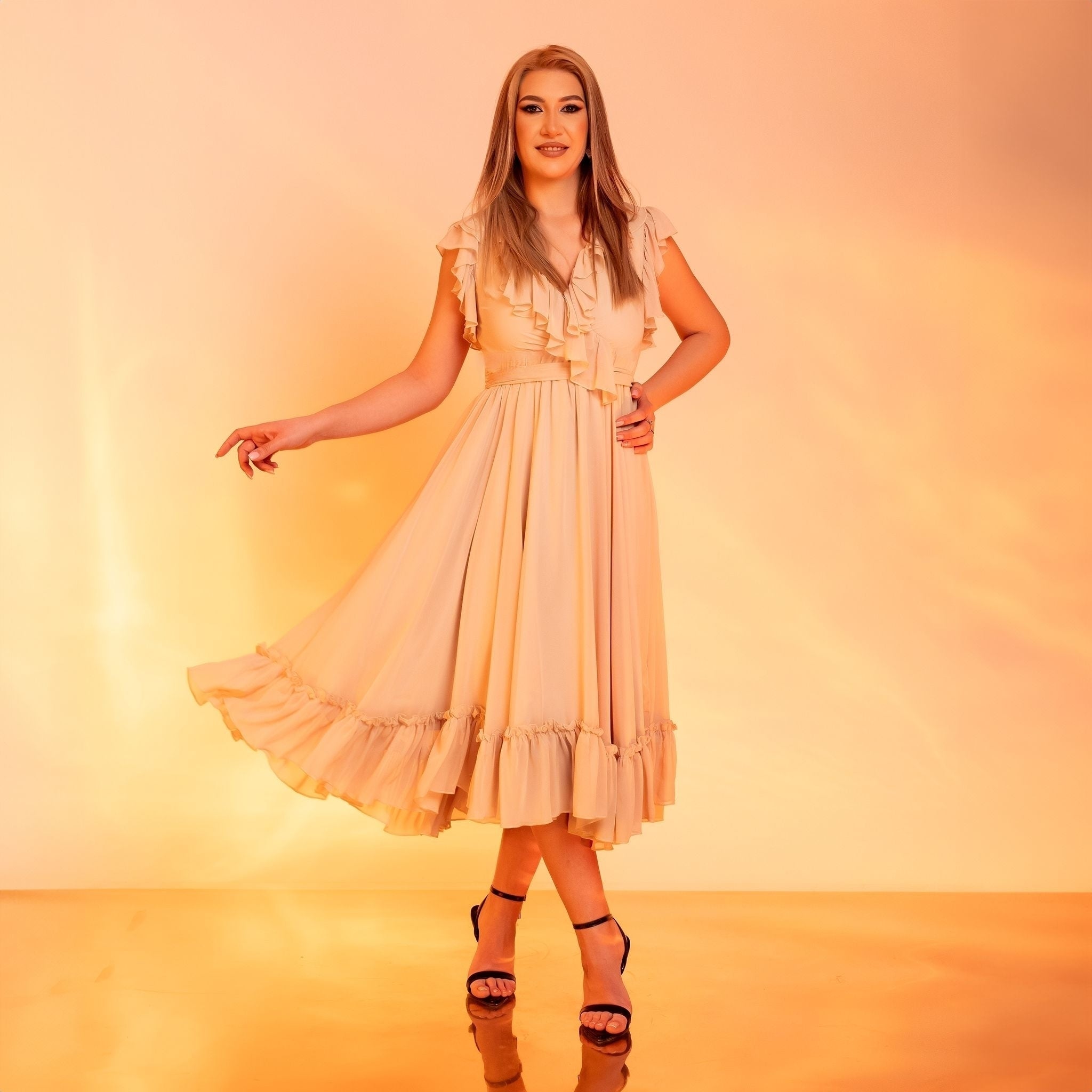 Rochie crem din voal Aria Carolina D