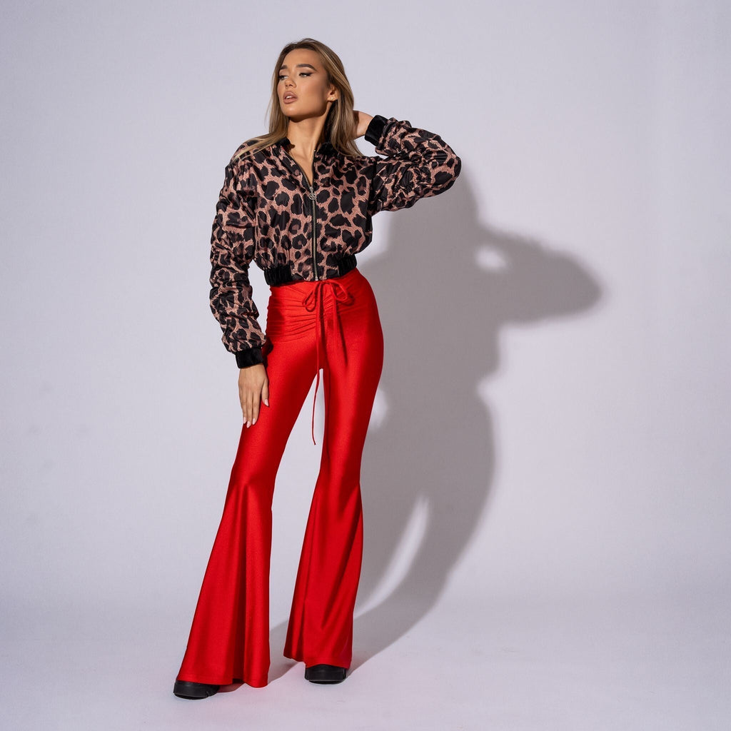 Pantaloni modelatori rosii evazati Liquid Carolina D