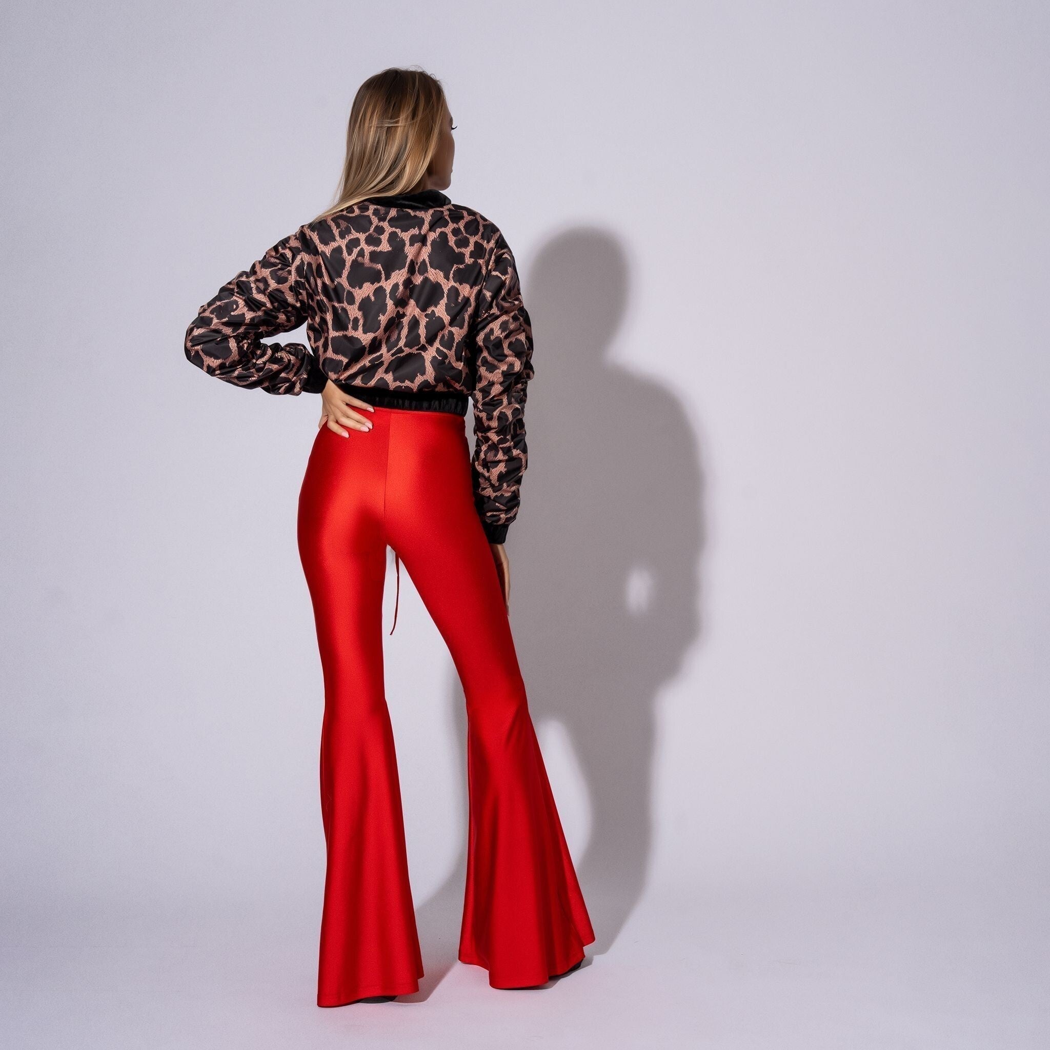 Pantaloni modelatori rosii evazati Liquid Carolina D