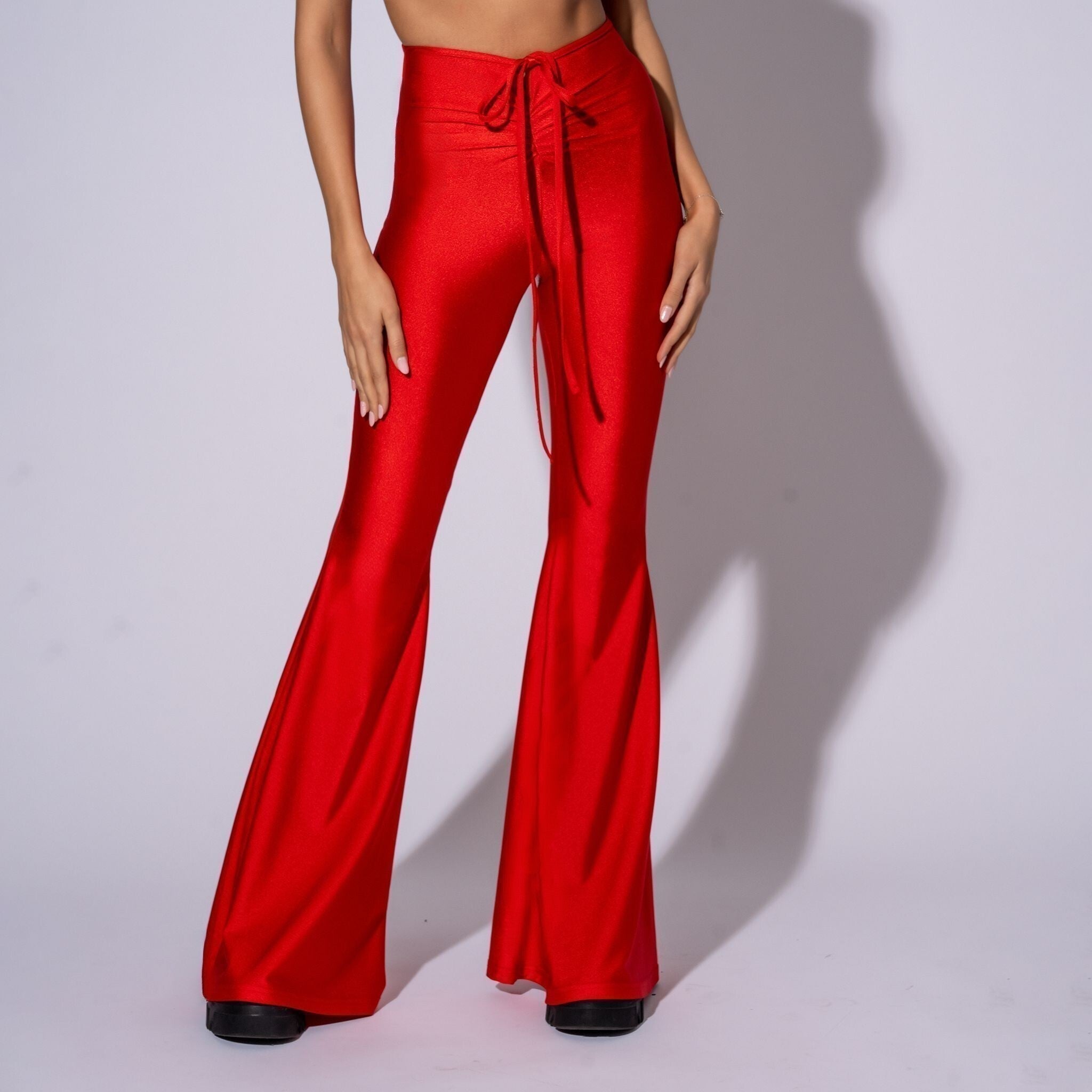 Pantaloni modelatori rosii evazati Liquid Carolina D