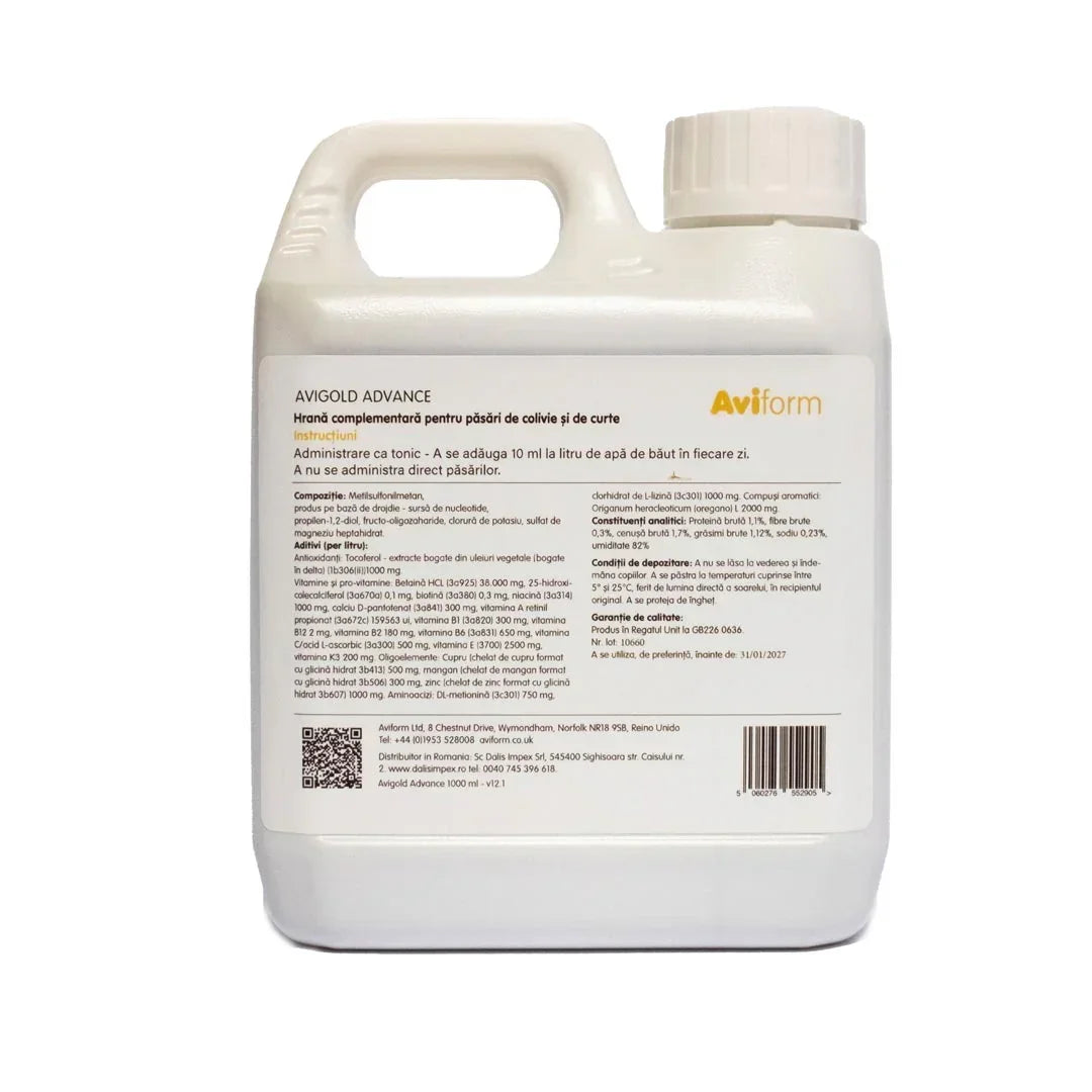 Aviform Avigold Advance – tonic lichid vitamine, probiotice și aminoacizi pentru păsări DalisPet