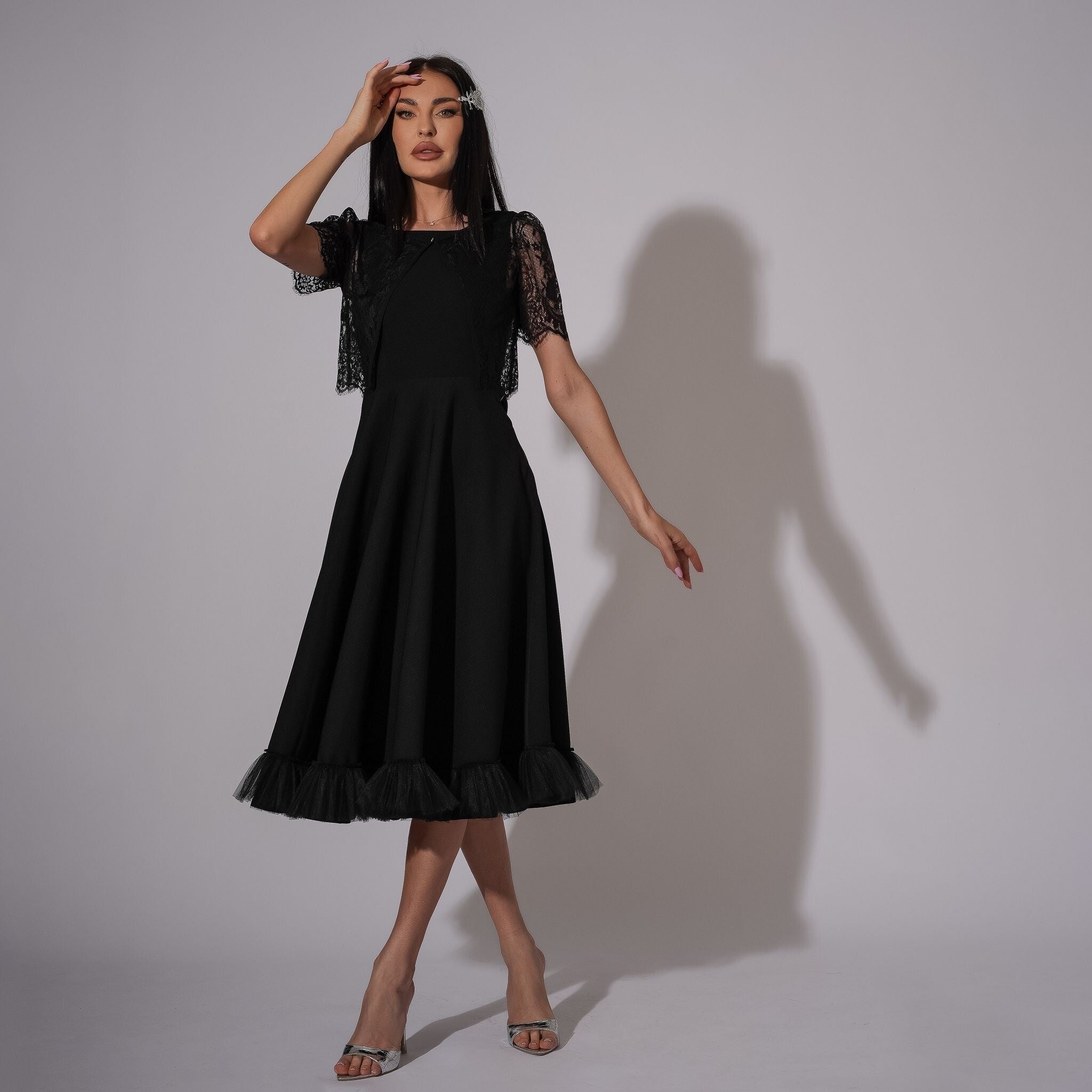 Bolero din dantela neagra Carolina D